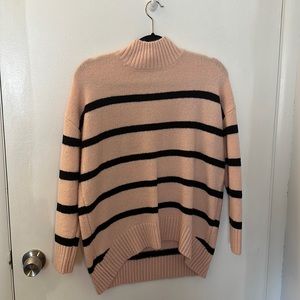 Pink and black striped sweater